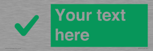 Custom green background, green tick sign